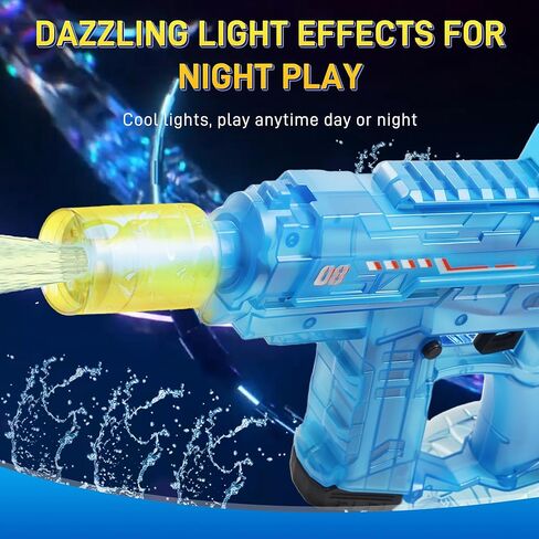 EagleGrove Electric Water Gun with Lights, 2 Batteries, 350CC, 26-29FT & Recoil Effects, Automatic Water Guns Blaster Squirt Gun, Water Toys for Swimming Pool Party Beach Outdoor Play in Kuwait