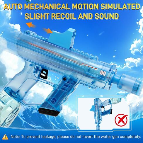 EagleGrove Electric Water Gun with Lights, 2 Batteries, 350CC, 26-29FT & Recoil Effects, Automatic Water Guns Blaster Squirt Gun, Water Toys for Swimming Pool Party Beach Outdoor Play in Kuwait