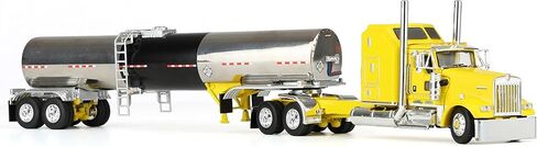 First Gear DCP 1/64 Kenworth W900L 60in Aerodyne Sleeper Cab شبه مع مقطورة خزان برينر، نقل مزدوج C 60-2147 in Kuwait