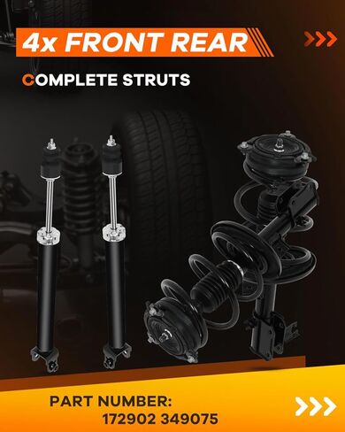 Front Struts and Rear Shocks for Nissan, OCPTY 4x Struts and Shocks Complete Assembly Amortiguadores Fits 2013 2014 2015 2016 2017 for Nissan Altima Quick Struts Assembly with 172902 349075 in Kuwait