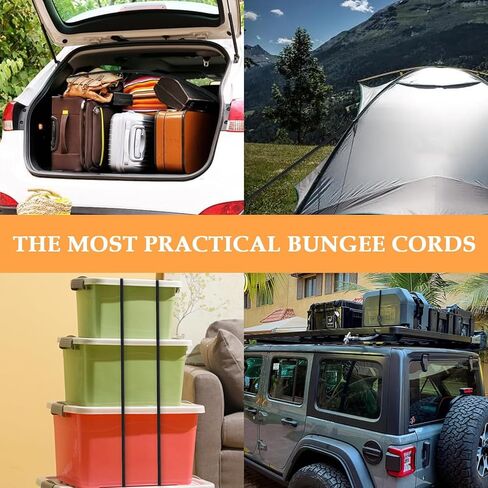 Bungee Cords with Hooks, 12 Inch Superior Latex Heavy Duty Outdoor Bungee Cords with Plastic Steel Hooks for Camping, Tarps, Bike Rack, Tent (4 Pack, Black) in Saudi Arabia