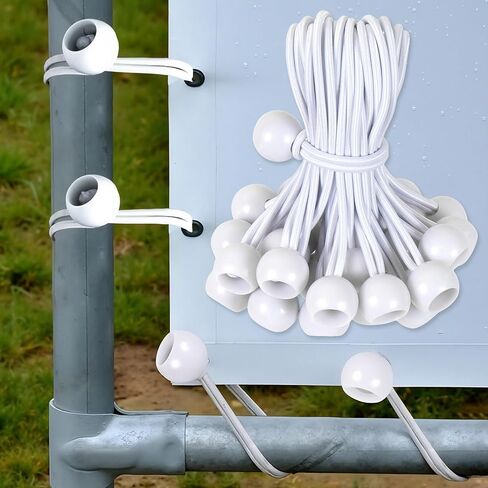15pcs White Ball Bungee Cords – 4 Inch Heavy-Duty Stretch Tie Down for Canopy, Tarp, Camping, and Storage in Kuwait