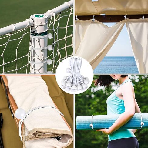 15pcs White Ball Bungee Cords – 4 Inch Heavy-Duty Stretch Tie Down for Canopy, Tarp, Camping, and Storage in Kuwait