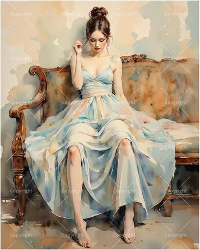 TAOPAOLAB Romantic Woman Paint by Numbers Kit for Adults - DIY Lady on Vintage Sofa Painting on Canvas 16x20In, Acrylic Paint Set, Suitable for Beginners, Art for Home Decoration or Gifts in Saudi Arabia
