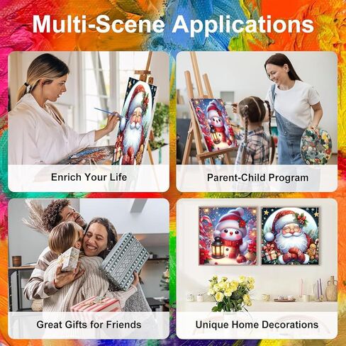 CraftCraze 2 Pack Paint by Numbers for Adults Beginner & Kids, Christmas Santa Paint by Number Kits on Canvas with Framed, Snowman Acrylic Watercolor DIY Color by Number for Home Decor 8x8 Inch in Saudi Arabia