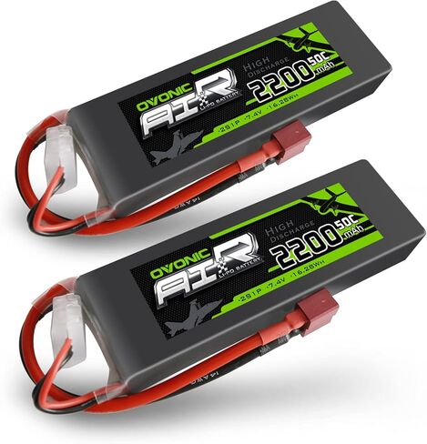 OVONIC 2s Lipo Battery 50C 2200mAh 7.4V Lipo Battery Soft Case with Dean-Style T Connector for Evader BX Car Truc Truggy Airplane UAV Drone FPV(2 Packs) in Kuwait