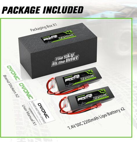 OVONIC 2s Lipo Battery 50C 2200mAh 7.4V Lipo Battery Soft Case with Dean-Style T Connector for Evader BX Car Truc Truggy Airplane UAV Drone FPV(2 Packs) in Kuwait
