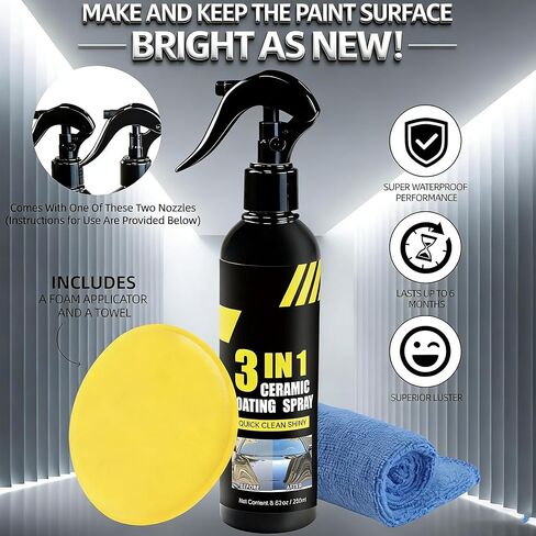 Ceramic Coating Spray for Cars German-Engineered SiO₂ Ceramic Paint Protection Spray, High Gloss Hydrophobic Finish for After Wash Care, Rain Prep, Road Trip Protection & Showroom Shine Maintenance in Saudi Arabia