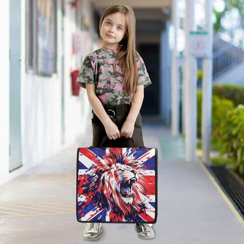ALAZA Union Jack العلم البريطاني الأسد سحاب الموثق 3 حلقات الموثق المنظم مع سحاب وحزام الكتف سعة كبيرة متعددة جيب للعمل اللوازم المكتبية in Kuwait