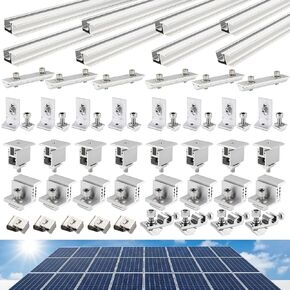 مجموعة قضبان تركيب الألواح الشمسية لألواح 5 × 320 وات، تتضمن 8 × 47.2 قضبان ألومنيوم، ومشابك قابلة للتعديل، وأقواس على شكل حرف L وعروات أرضية، وأرفف عالمية للمعادن والبلاط والسقف الخشبي in Kuwait