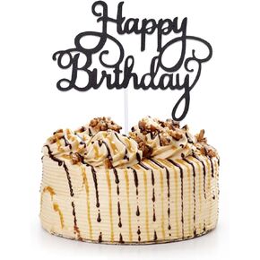 ZHENGYE Happy Birthday Cake Topper Birthday Cake Decoration for Birthday Decoration Supplies(Black) in Saudi Arabia