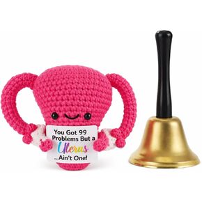 Handmade Stuffed Uterus Plush Toy Crochet Uterus Gifts Set Include Handcranked Bell and Card Hysterectomy Recovery Gifts for Women Nurse Endometriosis Awareness Feminist Fertility in Kuwait
