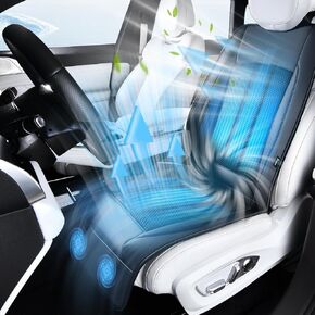 Upgraded Cooling Car Seat Cover Front Seat with Blowing&Suction, 12V-24V Ventilated Car Seat Cushion with 2 Turbo Fans, 3-Speed Adjustable Universal Fit Breathable Car Cushion for Summer Driving-Gray in Saudi Arabia