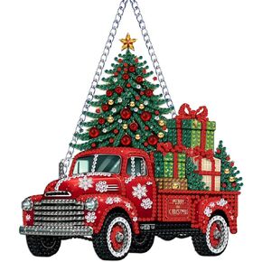 STGLCR Truck Diamond Art Hanging Kit for Adult,Special Shaped Rhinestone,Double Sided 5D DIY Acrylic Christmas Tree Diamond Art Painting Window Pendants Home Garden Wall Hanging Kits Hanging Ornament in Saudi Arabia