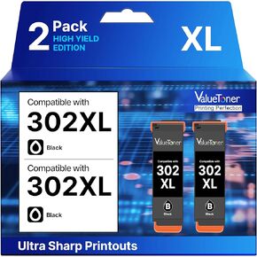 متوافق مع خراطيش الحبر 302XL 302 المتعددة المعاد تصنيعها لحزمة خراطيش الحبر Epson 302XL المجمعة للاستخدام مع طابعة Expression Premium XP-6100 XP6100 XP-6000 XP6000 (أسود، عبوتان) in Kuwait