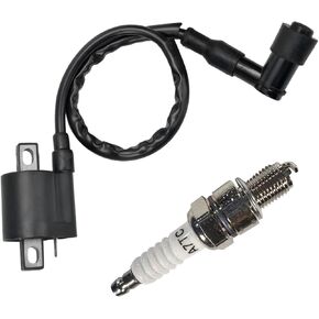 2PCS High Motorcycle Ignition Coil with A7TC Spark Plug, Plug & Play Accessories for CG125 50CC 90CC 110CC 150CC 125CC 150CC 200CC 250CC Vertical Engine ATV Dirt Bike (Black) in Saudi Arabia