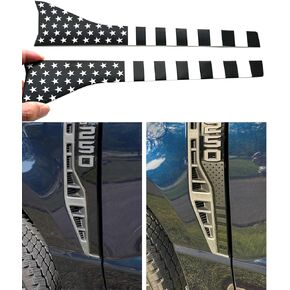 2Pcs American Flag Decal Side Badge Car Emblem Accent Decal Kit - Compatible with 2023-2025 F250 F350 (Black White) in Saudi Arabia