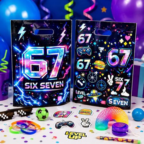 30Pcs 6 7 Birthday Decorations 67 Party Favor Gift Bags Six Seven Goodie Bags Candy Bag Treat Bags Cookie bag for Theme Party Supplies in Kuwait