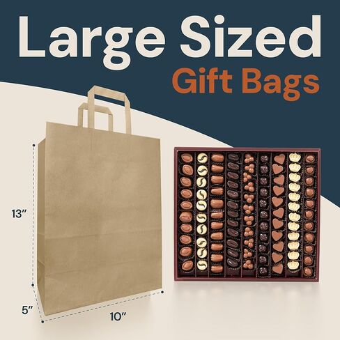 Reli. 10x5x13 in. Brown Paper Bags with Handles | 110 Pack | Kraft Paper Shopping Bags with Flat Handles Bulk | Ideal for Gifts, Retail, Shopping, Merchandise, Take Out/To Go, Party, Crafts in Kuwait