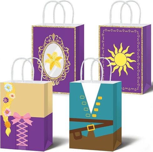 12Pcs Princess Birthday Party Supplies Purple Princess Gift Bag with Handle Girls Theme Birthday Party Favor Bags Purple Sun Gift Treat Bags for Girls Bday Baby Shower Parties Decoration in Kuwait