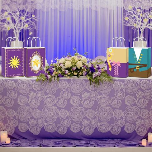 12Pcs Princess Birthday Party Supplies Purple Princess Gift Bag with Handle Girls Theme Birthday Party Favor Bags Purple Sun Gift Treat Bags for Girls Bday Baby Shower Parties Decoration in Kuwait