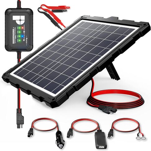 POWOXI-Upgraded-20W-Solar-Battery-Charger-Maintainer, External Smart 3-Stages PWM Charge Controller, 12V Solar Panel Trickle Charging Kit for Car, Motorcycle, Marine, RV, etc in Saudi Arabia