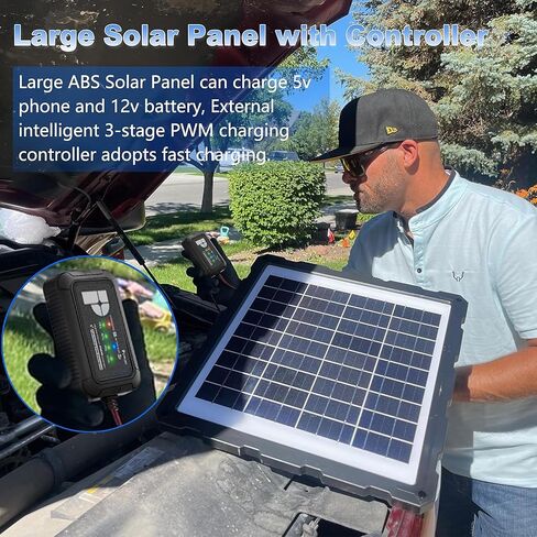 POWOXI-Upgraded-20W-Solar-Battery-Charger-Maintainer, External Smart 3-Stages PWM Charge Controller, 12V Solar Panel Trickle Charging Kit for Car, Motorcycle, Marine, RV, etc in Saudi Arabia