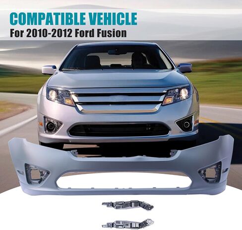 Front Bumper Cover for Ford Fusion 2010 2011 2012,Primered Car Bumper with Fog Lights w/o Sensor Holes. Heavy Duty Crash Protector Replacement OE# FO1000650/ AE5Z17D957BAPTM in Saudi Arabia