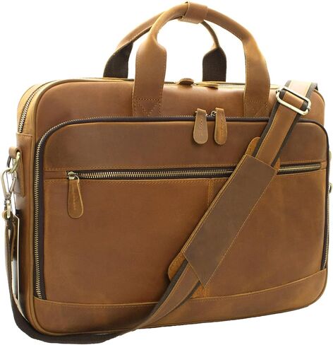 Jack&Chris Genuine Leather Briefcases for Men,15.6" Laptop Compartment Mens Laptop Messenger Bag in Saudi Arabia