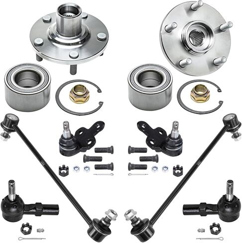 محور ديترويت - مجموعة محاور العجلات الأمامية 8 قطع لـ 97-01 Toyota Camry، 99-03 Solara Lexus RX300، 2 محاور محمل للعجلات 2 مفاصل كروية سفلية 2 قضبان ربط خارجية 2 قضبان تأرجح 1999 2000 2001 استبدال in Kuwait