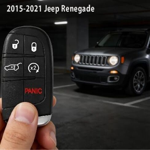 Replacement for Jeep Renegade Key Fob Remote Control 2015 2016 2017 2018 2019 2020 2021 5 Buttons 433MHz M3N-40821302,Black in Kuwait