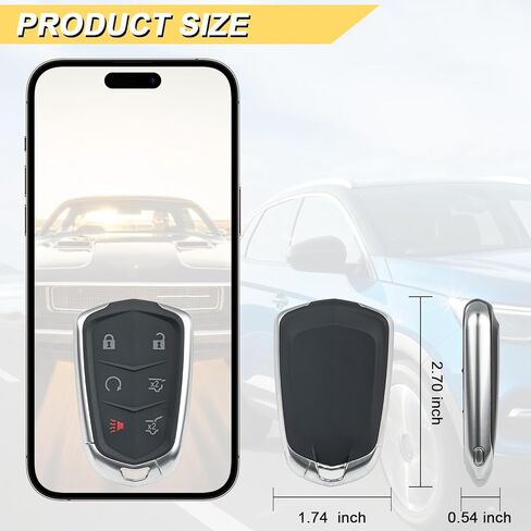 استبدال Vurkcy Key Fob لـ 2015-2020 Cadillac Escalade/Escalade ESV جهاز التحكم عن بعد للدخول بدون مفتاح للسيارة، HYQ2AB، 6 أزرار، قطعتان in Saudi Arabia