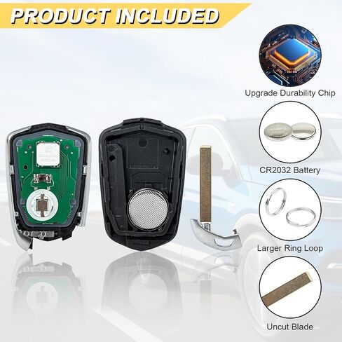 استبدال Vurkcy Key Fob لـ 2015-2020 Cadillac Escalade/Escalade ESV جهاز التحكم عن بعد للدخول بدون مفتاح للسيارة، HYQ2AB، 6 أزرار، قطعتان in Saudi Arabia