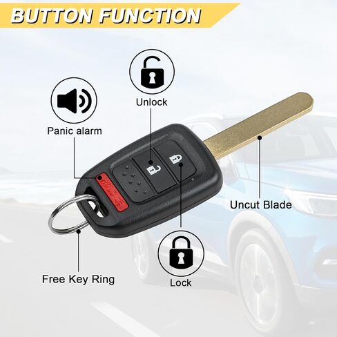 Vurkcy Key Fob Replacement for 2015-2020 Honda Fit/ 13-15 Crosstour/ 14-16 CR-V Car Keyless Entry Remote Control, MLBHLIK6-1T MLBHLIK61T, 3 Buttons in Kuwait