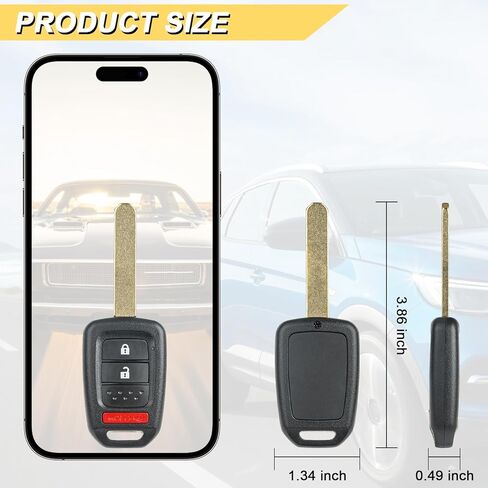 Vurkcy Key Fob Replacement for 2015-2020 Honda Fit/ 13-15 Crosstour/ 14-16 CR-V Car Keyless Entry Remote Control, MLBHLIK6-1T MLBHLIK61T, 3 Buttons in Kuwait
