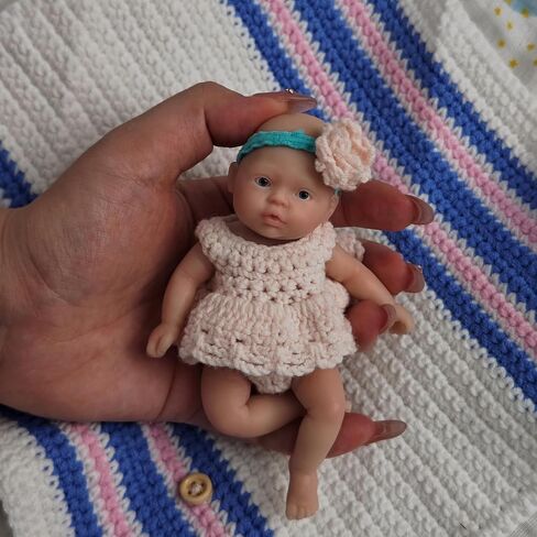 MYREBABY 4.5 Inch Mini Reborn Baby Dolls ，Silicone Baby Girl Anne,Mini Realistic Newborn Baby Dolls Silicone Full Body with Feeding Accessories-2 in Saudi Arabia