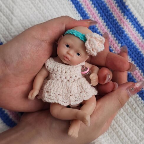 MYREBABY 4.5 Inch Mini Reborn Baby Dolls ，Silicone Baby Girl Anne,Mini Realistic Newborn Baby Dolls Silicone Full Body with Feeding Accessories-2 in Saudi Arabia