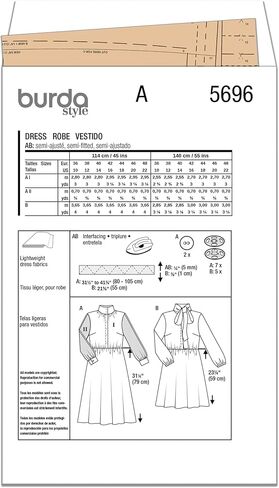 Burda Style X05696BURDA Misses' Dresses Sewing Pattern Packet, Design Code B5696, Sizes 10-22 (36-48) in Saudi Arabia