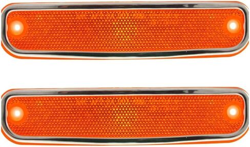 KarParts360 For Chevy C10 1978 1979 1980 Side Marker Lights Driver and Passenger Side | Pair | Plastic | Amber Lens | With Chrome Trim | Replacement For GM2550108 | 6270434 in Kuwait