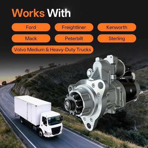 New 39MT 12V Starter Motor Compatible with Ford Freightliner Kenworth Mack Peterbilt Sterling Volvo Medium Heavy-Duty Trucks Replaces 8200308 3103304 8201079 5284082 5284081 10461318 19011530 D6160020 in Saudi Arabia