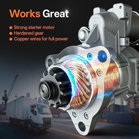 New 39MT 12V Starter Motor Compatible with Ford Freightliner Kenworth Mack Peterbilt Sterling Volvo Medium Heavy-Duty Trucks Replaces 8200308 3103304 8201079 5284082 5284081 10461318 19011530 D6160020 in Saudi Arabia