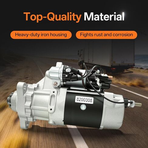 New 39MT 12V Starter Motor Compatible with Ford Freightliner Kenworth Mack Peterbilt Sterling Volvo Medium Heavy-Duty Trucks Replaces 8200308 3103304 8201079 5284082 5284081 10461318 19011530 D6160020 in Saudi Arabia