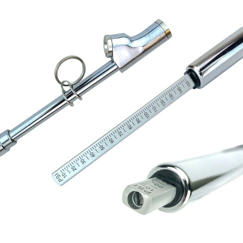 Haltec GA-155S-RCL-HD Recalibratable Dual Foot Truck Service Straight On and 30 Degree Angled Chrome Tire Air Gauge. Measures 10-150 PSI in 2 PSI Increments with Metal Indicator Bar. in Kuwait