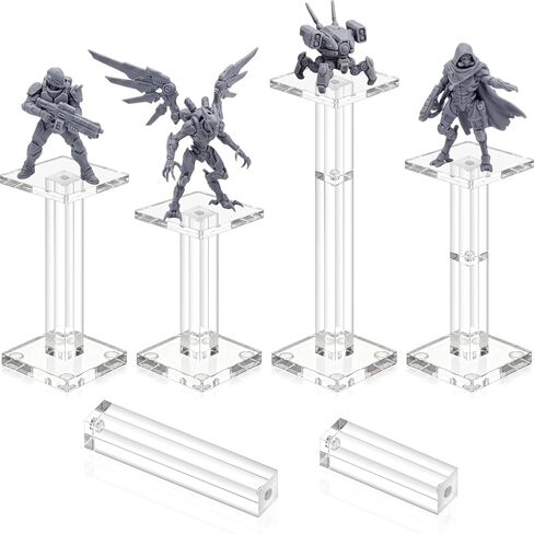 Unittype 4 Sets 16 Pcs Flying Miniatures Magnetic Combat Riser with 2" Base Adjustable Height Flight Stand Battle Platform 3D Flyer Riser for Tabletop RPG, Clear Vertical Acrylic in Kuwait