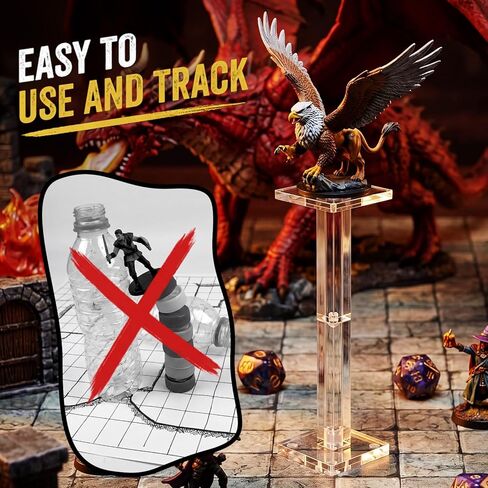 Unittype 4 Sets 16 Pcs Flying Miniatures Magnetic Combat Riser with 2" Base Adjustable Height Flight Stand Battle Platform 3D Flyer Riser for Tabletop RPG, Clear Vertical Acrylic in Kuwait