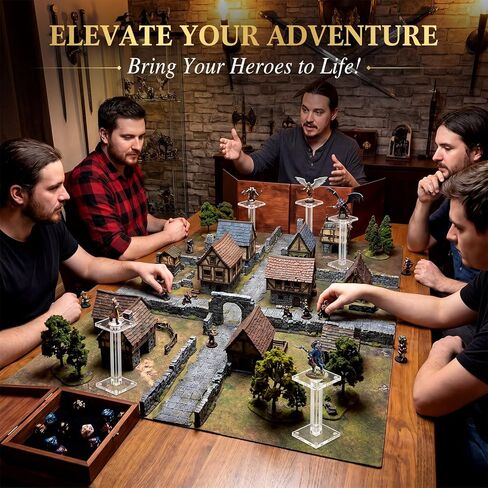 Unittype 4 Sets 16 Pcs Flying Miniatures Magnetic Combat Riser with 2" Base Adjustable Height Flight Stand Battle Platform 3D Flyer Riser for Tabletop RPG, Clear Vertical Acrylic in Kuwait