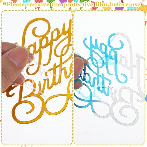 6Pcs Gold Happy Birthday Cake Topper, Acrylic Cupcake Toppers Happy Birthday Cake Sign Cake Decorations for DIY Cakes Decor Cakes Tools Birthdays Party Supplies in Saudi Arabia