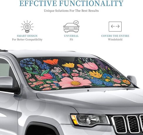 Windshield Sun Shade Butterfly Magic Flower Car Front Window Sunshade Cover for Truck SUV Blocks UV Rays Automotive Visor Interior Protector 51 x 27.5 inch in Saudi Arabia