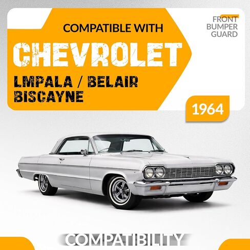 KUAFU Pair Front Bumper Guards Compatible with 1964 Chevy Chevrolet Impala Bel Air Biscayne Steel Chrome Silvery in Kuwait