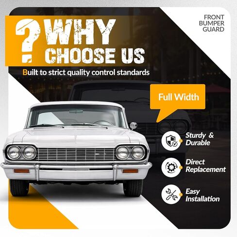 KUAFU Pair Front Bumper Guards Compatible with 1964 Chevy Chevrolet Impala Bel Air Biscayne Steel Chrome Silvery in Kuwait